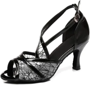 Women's Open Toe Mesh Synthetic Ballroom Latin Party Wedding Practice Performence Dance Shoes