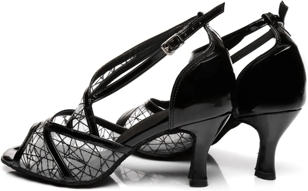 Women's Open Toe Mesh Synthetic Ballroom Latin Party Wedding Practice Performence Dance Shoes