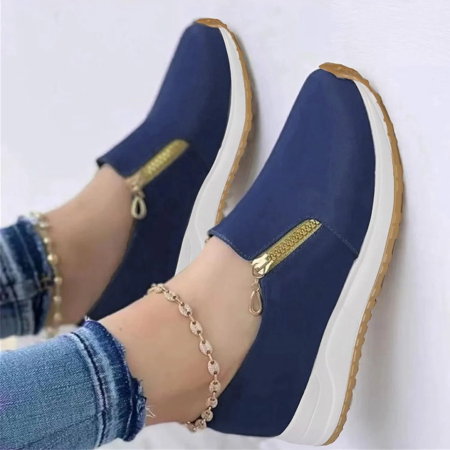 Womens Orthopedic Diabetic Shoes Slip On Walking Sneakers with Arch Support Comfortable Casual Loafers Plantar Fasciitis Relief Foot Heel Pain