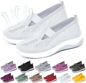 Women's Orthopedic Sneakers Wide Toe Box  Lightweight & Breathable Mesh Slip-On Walking Shoes, Easy to Wear, Anti-Slip Soled, Perfect for Work, Travel & Everyday Comfort
