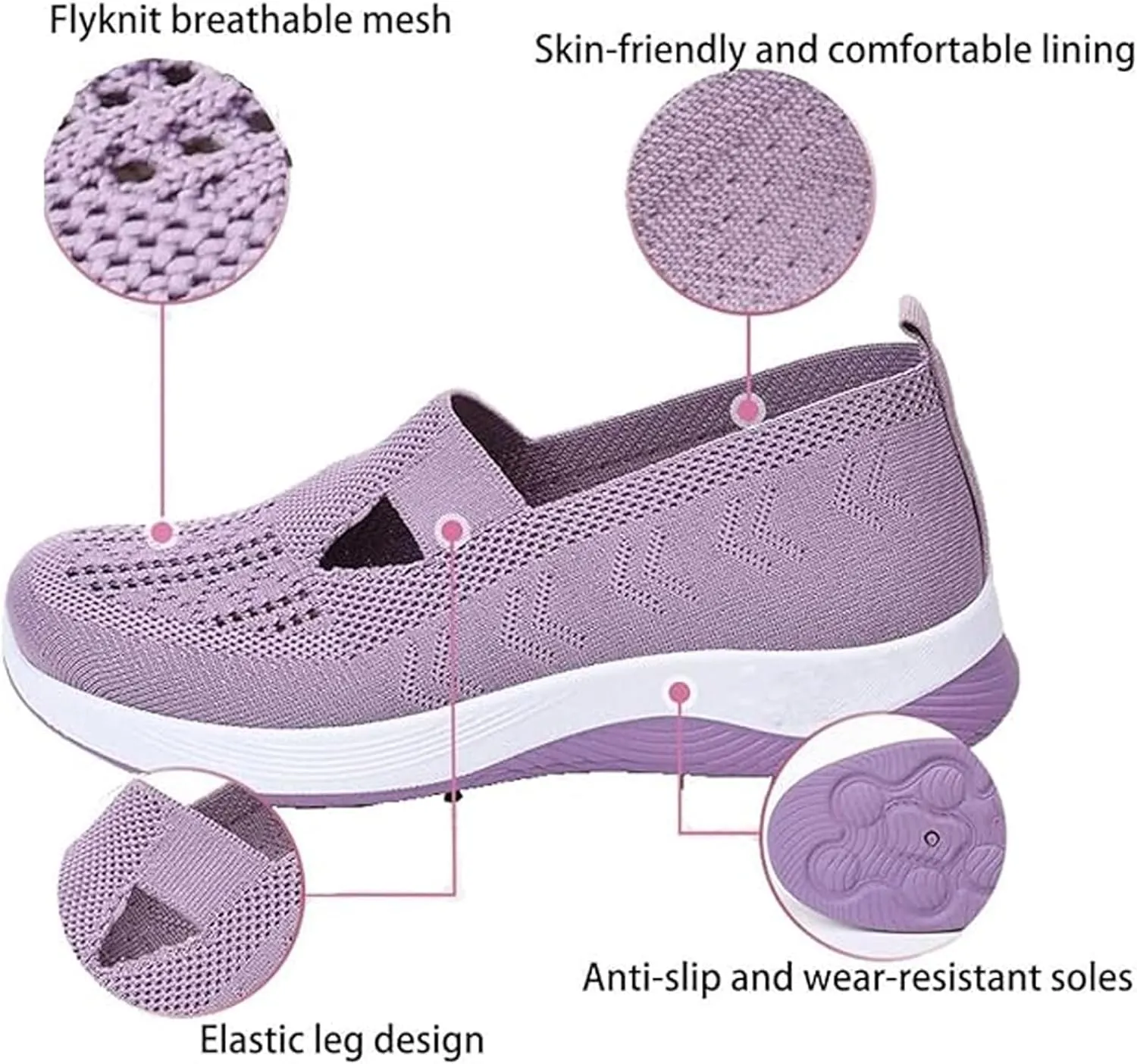 Women's Orthopedic Sneakers Wide Toe Box  Lightweight & Breathable Mesh Slip-On Walking Shoes, Easy to Wear, Anti-Slip Soled, Perfect for Work, Travel & Everyday Comfort