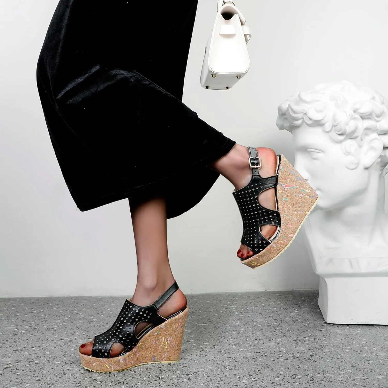 Womens Peep Toe Platform Wedge Gladiator Sandals