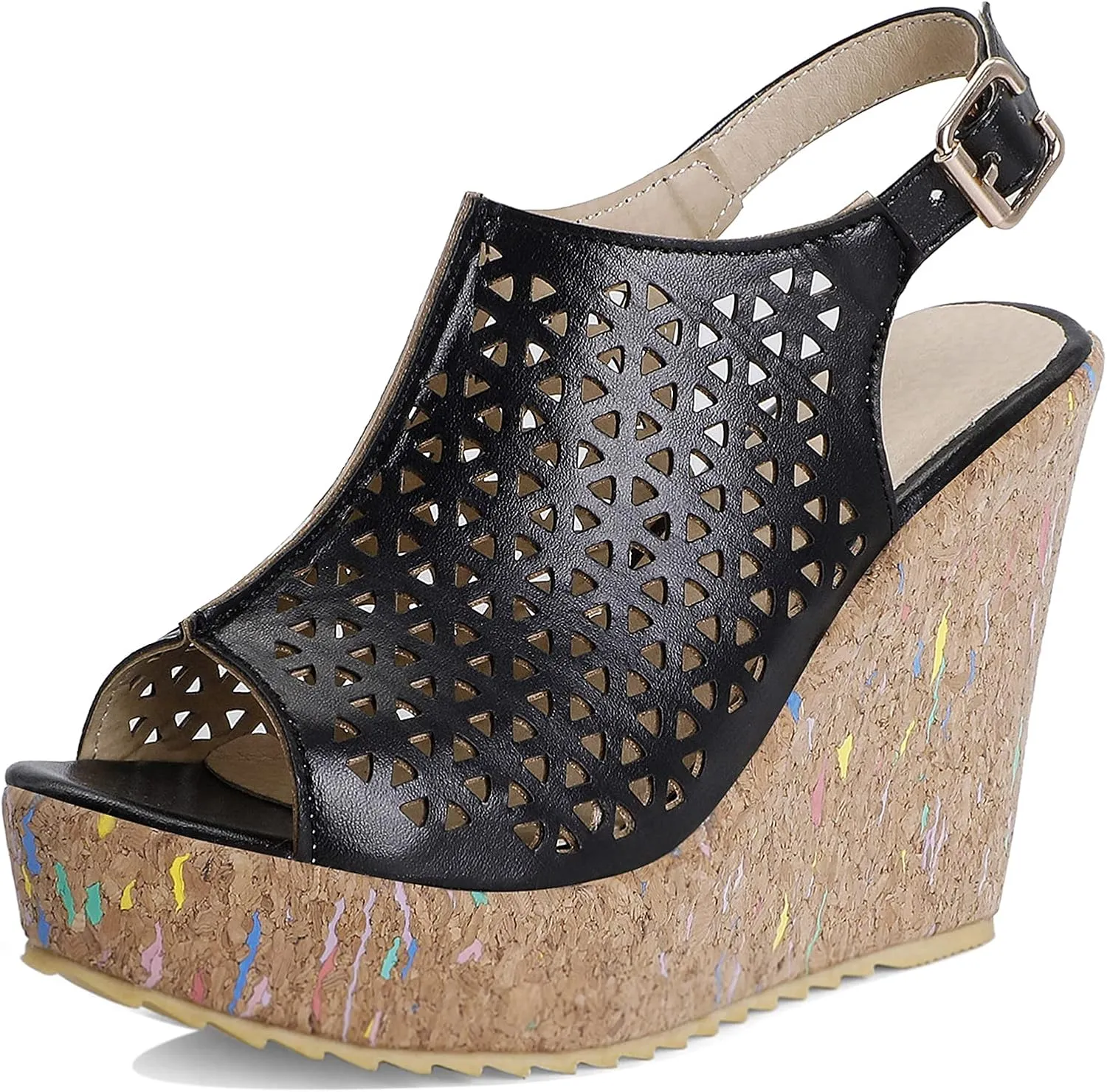 Womens Peep Toe Platform Wedge Gladiator Sandals