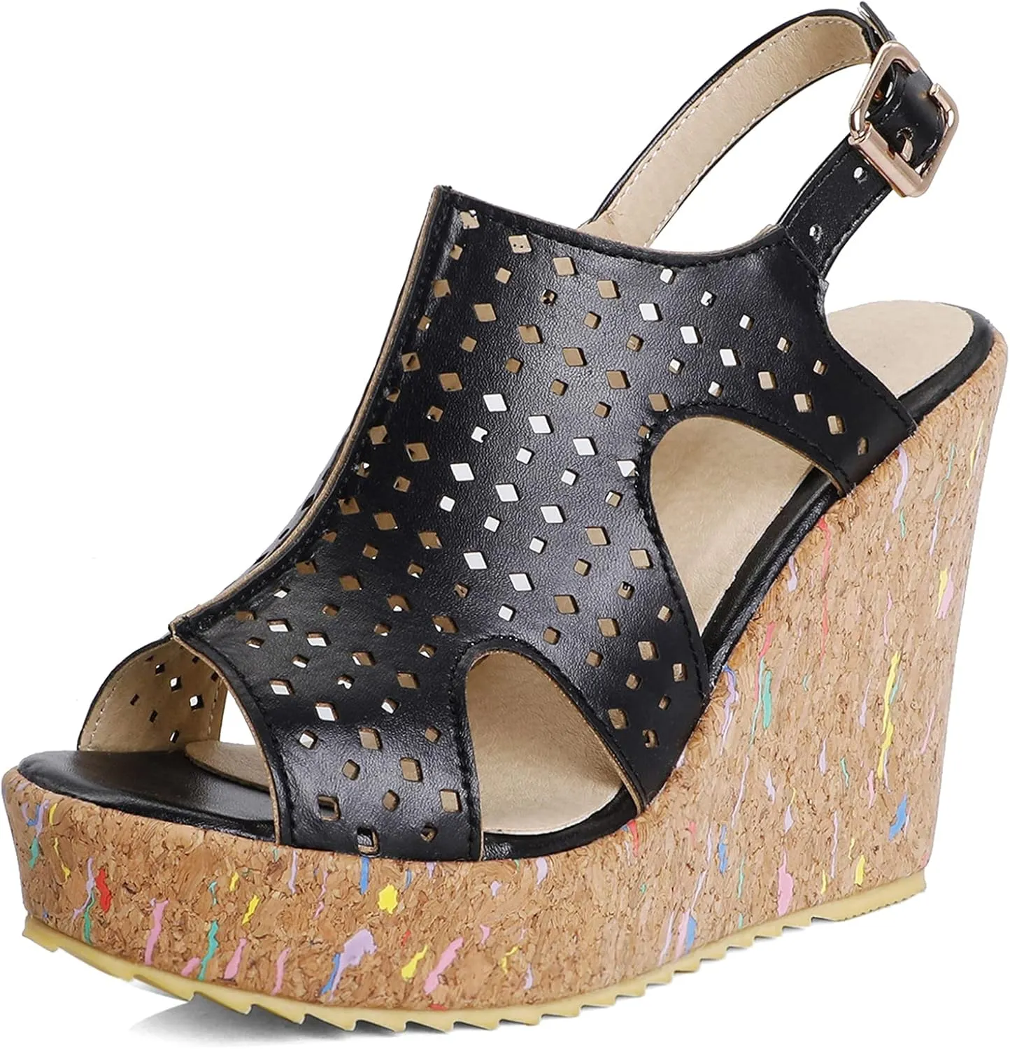 Womens Peep Toe Platform Wedge Gladiator Sandals