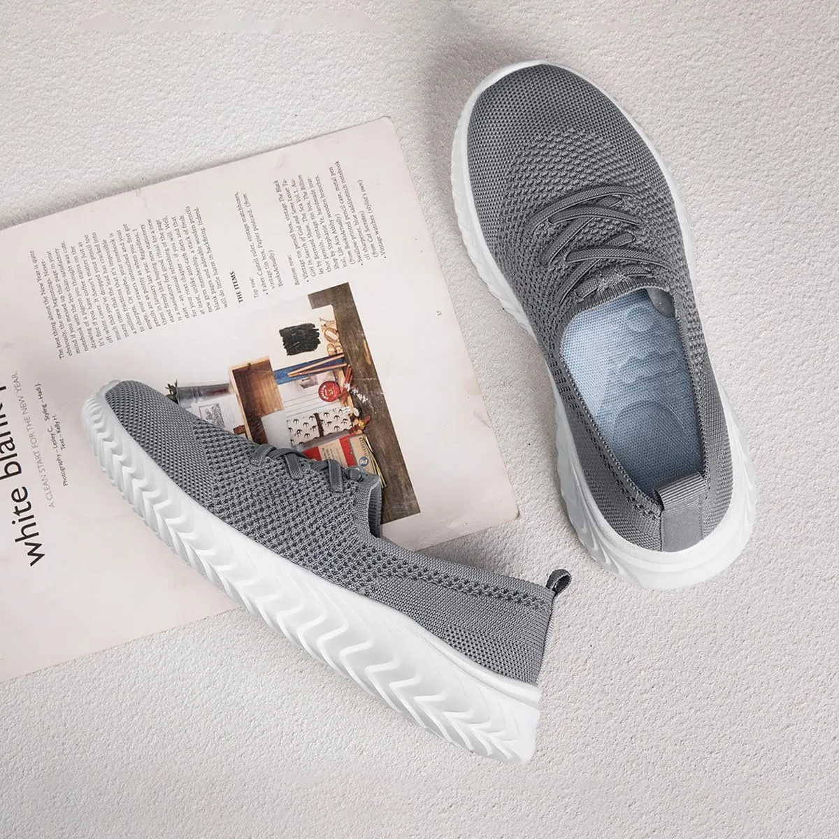 Women's Slip on Tennis Shoes Walking Running Non Slip Sneakers Lightweight Breathable Casual Fashion Comfortable Athletic Gym Sports Sneakers