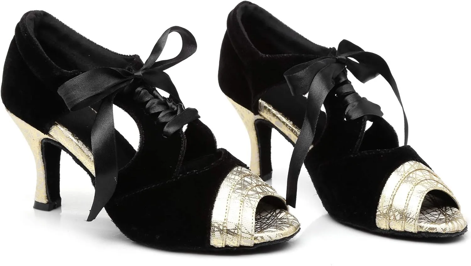 Women's Suede Sole Ballroom Dance Shoes Latin Salsa Glitter Performance Dance Shoes for 1920s