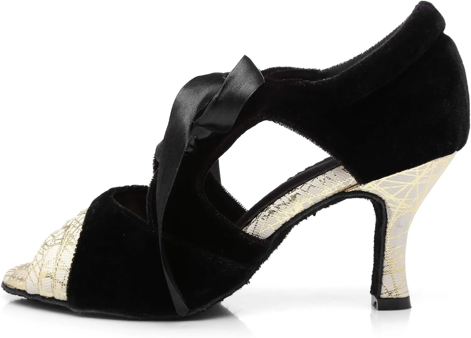 Women's Suede Sole Ballroom Dance Shoes Latin Salsa Glitter Performance Dance Shoes for 1920s