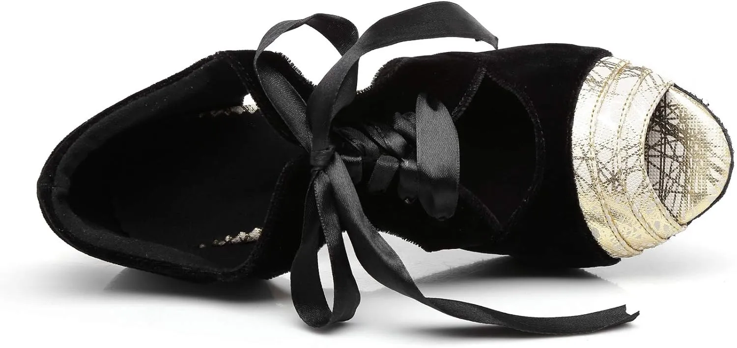 Women's Suede Sole Ballroom Dance Shoes Latin Salsa Glitter Performance Dance Shoes for 1920s