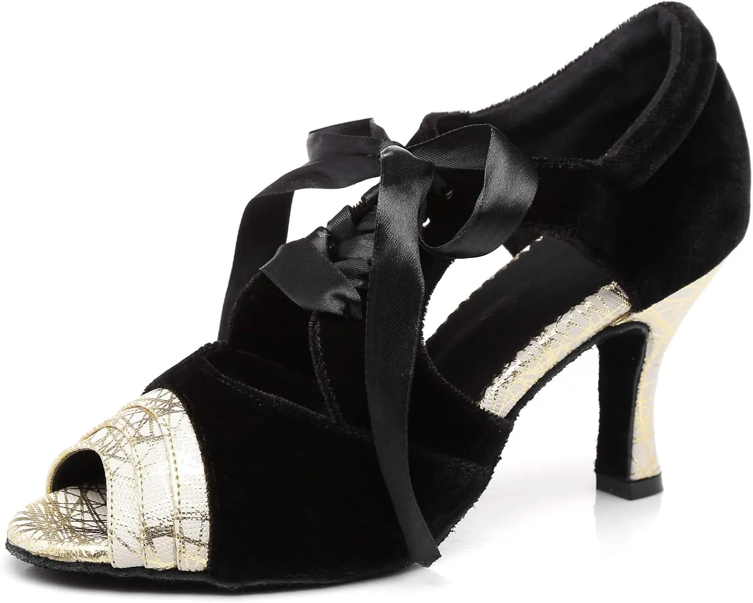 Women's Suede Sole Ballroom Dance Shoes Latin Salsa Glitter Performance Dance Shoes for 1920s