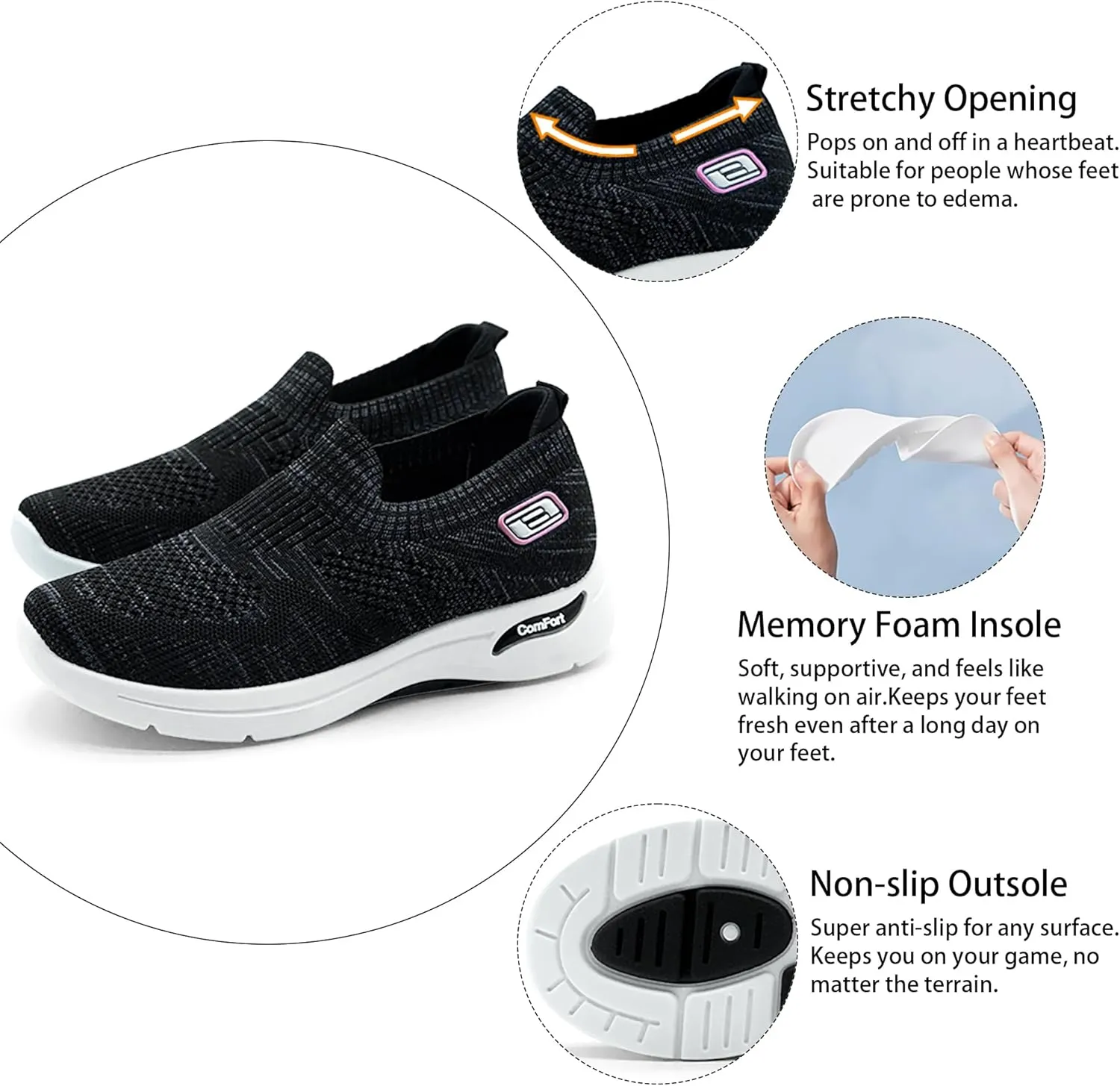 Women's Walking Tennis Shoes Lightweight Comfort Workout Casual Non Slip Fashion Sneakers with Arch Support Memory Foam