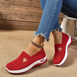 Women's Woven Orthopedic Breathable Running Shoes Soft Lightweight Go Walking Slip on Foam Tennis Shoes Hands Free Non Slip Sneakers Arch Support for Gym Sports Workout Work Shopping Travel