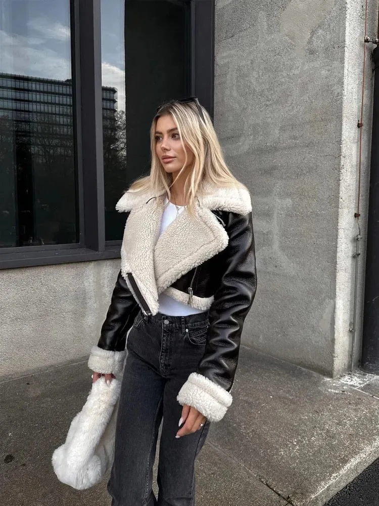 Yalda Short Jacket with faux leather finish