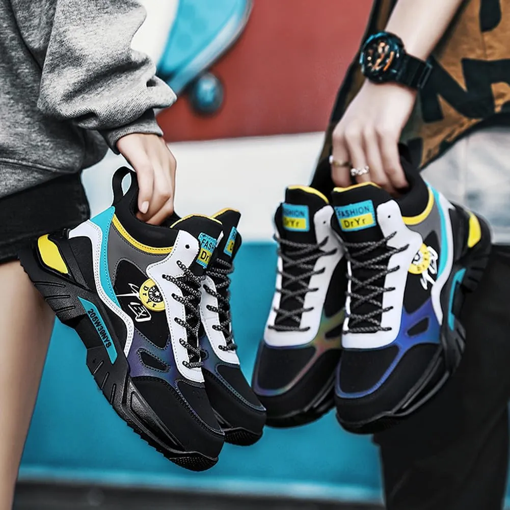 YAXE Unisexs Lace-up Fashion Chunky Dad Sneakers