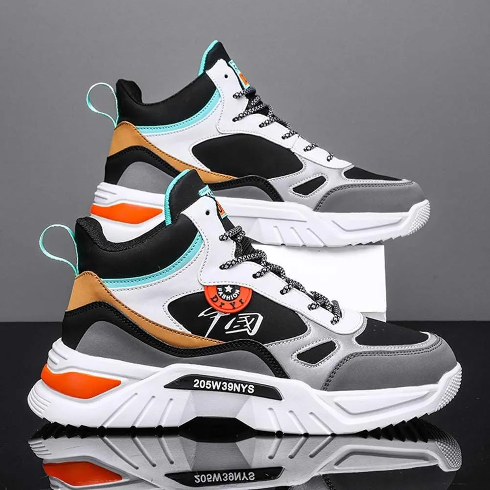 YAXE Unisexs Lace-up Fashion Chunky Dad Sneakers