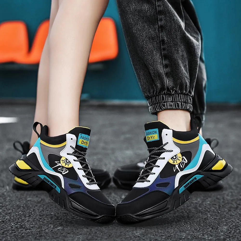 YAXE Unisexs Lace-up Fashion Chunky Dad Sneakers