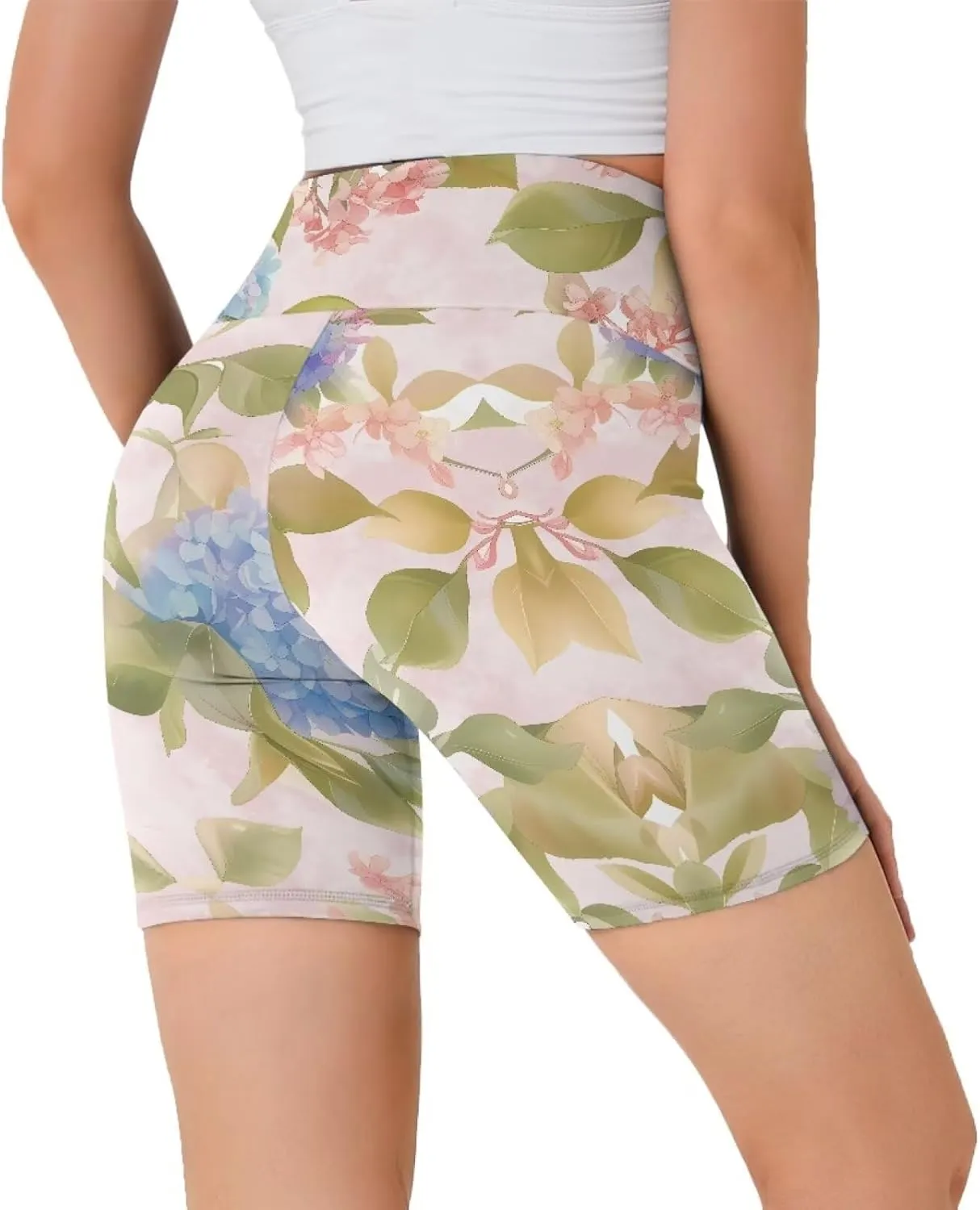 Yewattles Women's Athletic Shorts High Waisted Running Shorts Breathbale Sporty Short Gym Elastic Workout Shorts