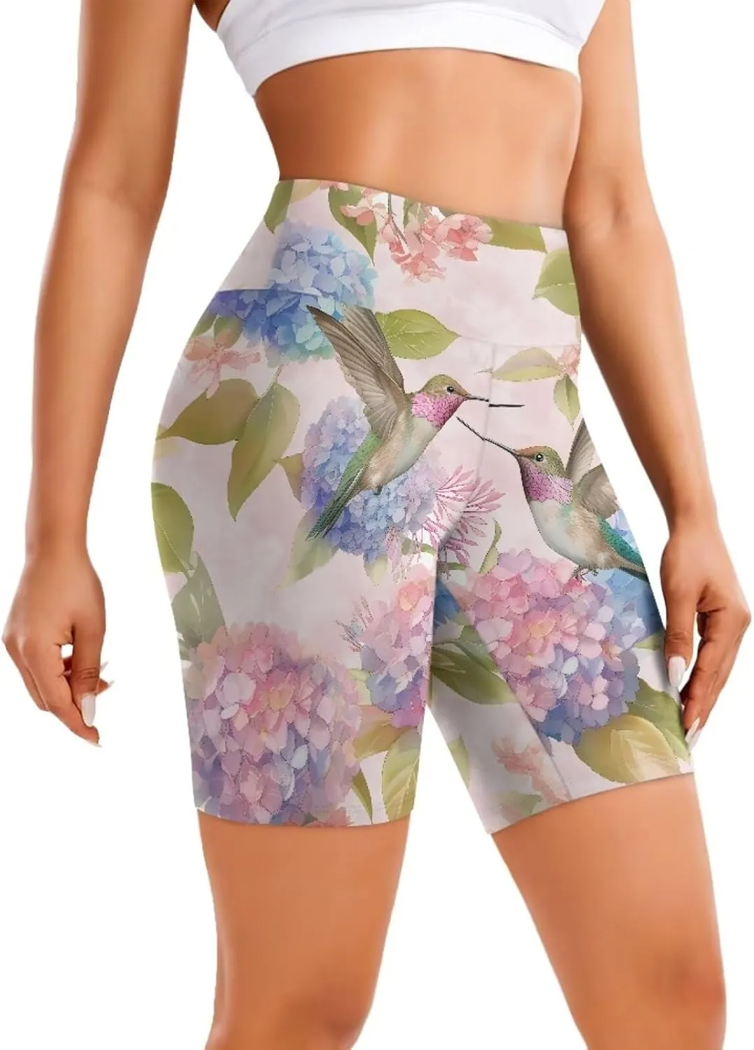Yewattles Women's Athletic Shorts High Waisted Running Shorts Breathbale Sporty Short Gym Elastic Workout Shorts
