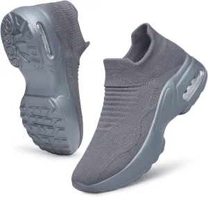 YHOON Women's Walking Shoes Slip-on - Sock Sneakers Ladies Nursing Work Air Cushion Mesh Casual Running Jogging Shoes