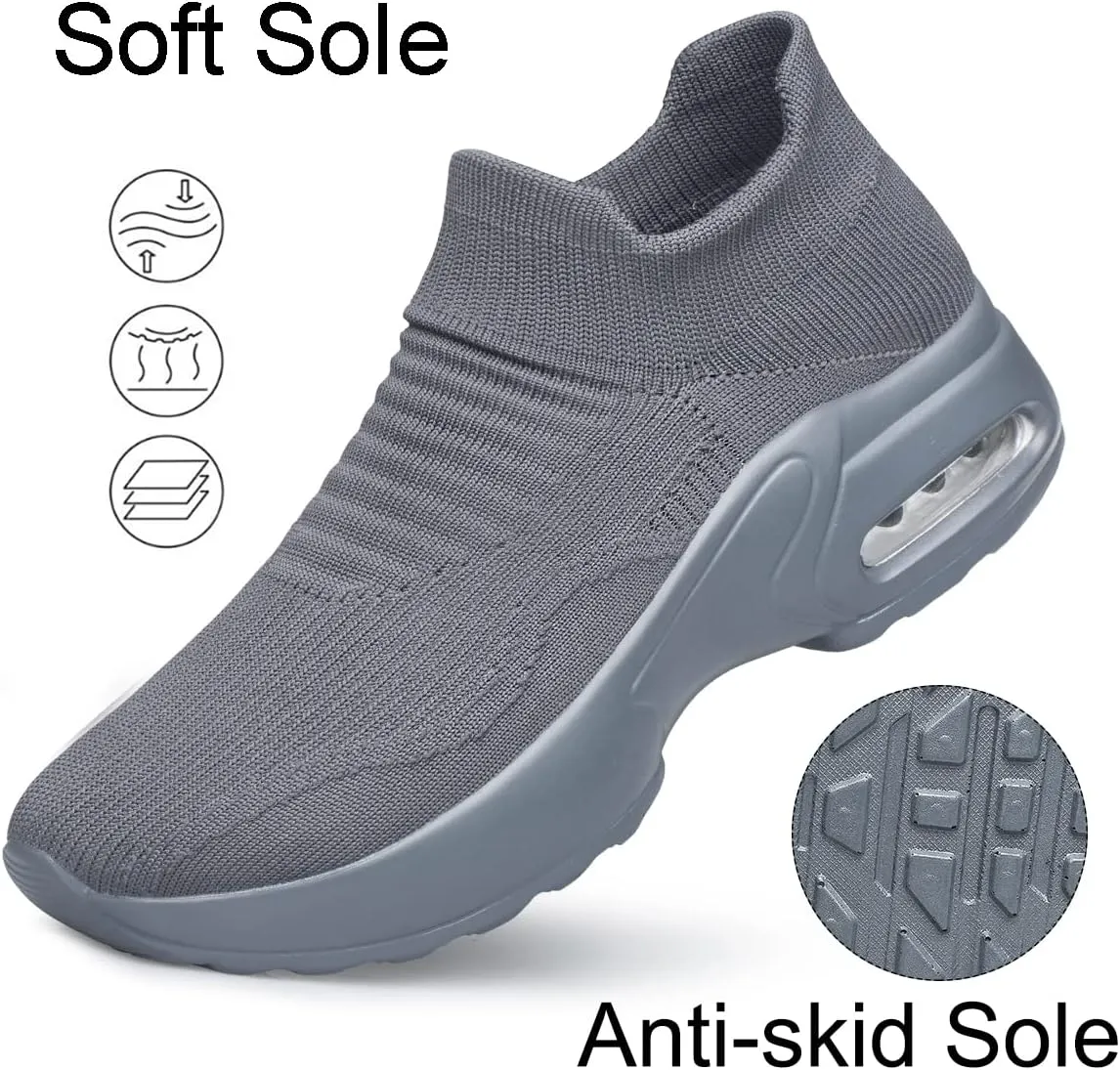 YHOON Women's Walking Shoes Slip-on - Sock Sneakers Ladies Nursing Work Air Cushion Mesh Casual Running Jogging Shoes